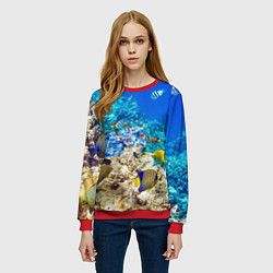 Свитшот женский Морской мир, цвет: 3D-красный — фото 2