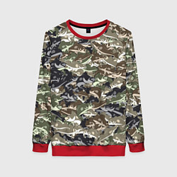 Свитшот женский Камуфляж для рыбака, цвет: 3D-красный