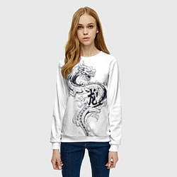 Свитшот женский Китайский дракон на белом фоне, цвет: 3D-белый — фото 2