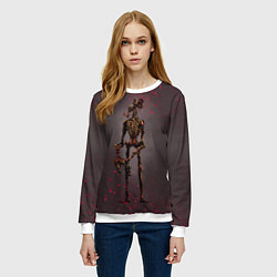 Свитшот женский Сиреноголовый Монстр Кровь, цвет: 3D-белый — фото 2