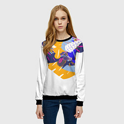 Свитшот женский Узор из листьев и цветов, цвет: 3D-черный — фото 2