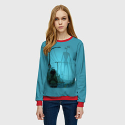 Свитшот женский СИРЕНОГОЛОВЫЙ И ДЕВОЧКА, цвет: 3D-красный — фото 2