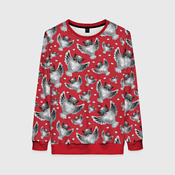 Свитшот женский Серебряные совы, цвет: 3D-красный