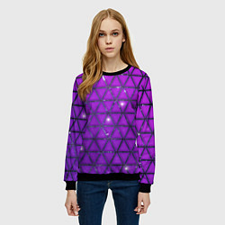 Свитшот женский Фиолетовые треугольники, цвет: 3D-черный — фото 2