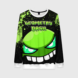 Свитшот женский Geometry Dash: Green Evil, цвет: 3D-белый