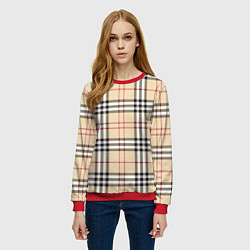 Свитшот женский Клетчатый принт в стиле Burberry, цвет: 3D-красный — фото 2