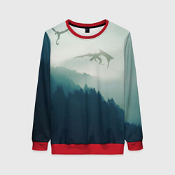 Свитшот женский ДРАКОНЫ НАД ЛЕСОМ DRAGON, цвет: 3D-красный
