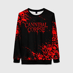 Свитшот женский CANNIBAL CORPSE КРАСНЫЕ ЧЕРЕПА, цвет: 3D-черный