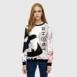 Свитшот женский GHOST OF TSUSHIMA ПРИЗРАК ЦУСИМЫ БЕЛЫЙ, цвет: 3D-черный — фото 2