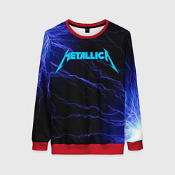 Свитшот женский METALLICA BLUE FLASH МЕТАЛЛИКА СИНИЕ МОЛНИИ, цвет: 3D-красный