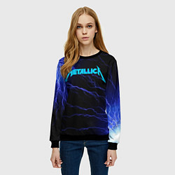 Свитшот женский METALLICA BLUE FLASH МЕТАЛЛИКА СИНИЕ МОЛНИИ, цвет: 3D-черный — фото 2