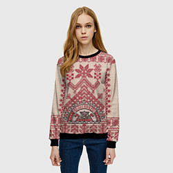 Свитшот женский Славянская вышивка Узоры Руси, цвет: 3D-черный — фото 2
