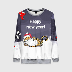 Свитшот женский Happy New Year 2022 Тигр, цвет: 3D-меланж
