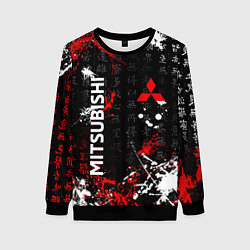 Свитшот женский Японские символы Митсубиси, цвет: 3D-черный