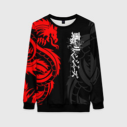 Свитшот женский Токийские Мстители: Красный дракон, цвет: 3D-черный