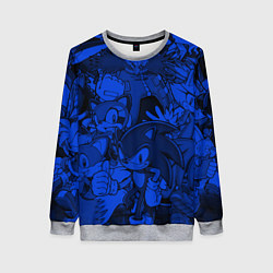 Свитшот женский SONIC BLUE PATTERN СИНИЙ ЁЖ, цвет: 3D-меланж