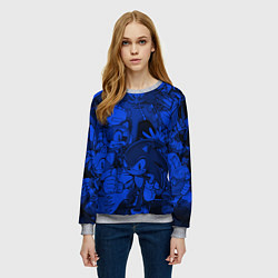 Свитшот женский SONIC BLUE PATTERN СИНИЙ ЁЖ, цвет: 3D-меланж — фото 2