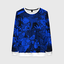 Свитшот женский SONIC BLUE PATTERN СИНИЙ ЁЖ, цвет: 3D-белый