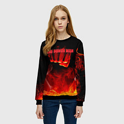 Свитшот женский Кулак One Punch-Man в огне, цвет: 3D-черный — фото 2