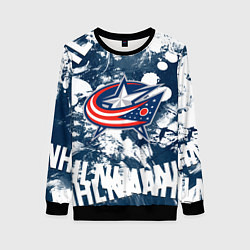 Свитшот женский Коламбус Блю Джекетс, Columbus Blue Jackets, цвет: 3D-черный