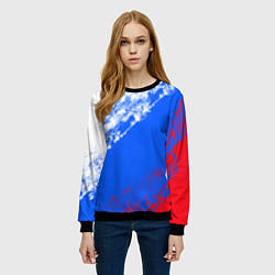 Свитшот женский Флаг РФ триколор, цвет: 3D-черный — фото 2