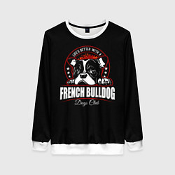 Свитшот женский Французский Бульдог French Bulldog, цвет: 3D-белый