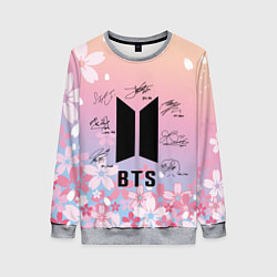 Свитшот женский BTS БТС АВТОГРАФЫ УЧАСТНИКОВ, цвет: 3D-меланж