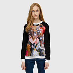 Свитшот женский Чжун Ли в цветах Genshin impact, цвет: 3D-белый — фото 2