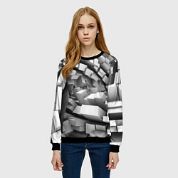 Свитшот женский Геометрическая объёмная абстракция, цвет: 3D-черный — фото 2