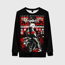 Свитшот женский Непобедимый Майки на байке токийские мстители, цвет: 3D-черный