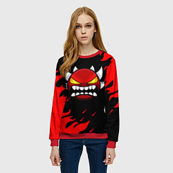 Свитшот женский Geometry Dash: Demon Red Fire, цвет: 3D-красный — фото 2
