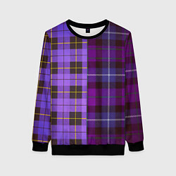 Свитшот женский Purple Checkered, цвет: 3D-черный