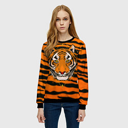 Свитшот женский Тигр настоящий хищник, цвет: 3D-черный — фото 2