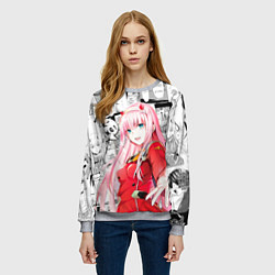Свитшот женский Zero Two Зеро ту на манге фрейм, цвет: 3D-меланж — фото 2
