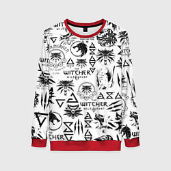 Свитшот женский THE WITCHER LOGOBOMBING ЧЁРНО БЕЛЫЙ ВЕДЬМАК ПАТТЕР, цвет: 3D-красный