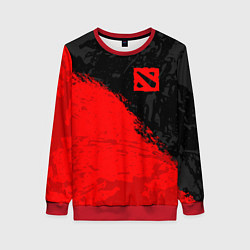 Свитшот женский DOTA 2 RED LOGO, БРЫЗГИ КРАСОК, цвет: 3D-красный