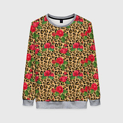 Женский свитшот Шкура Леопарда в Цветах
