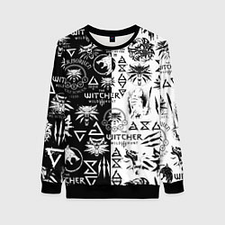 Свитшот женский THE WITCHER LOGOOMBING ВЕДЬМАК ПАТТЕРН, цвет: 3D-черный