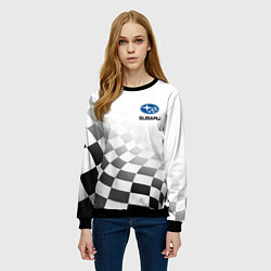 Свитшот женский Subaru, Субару Спорт, Финишный флаг, цвет: 3D-черный — фото 2