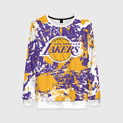 Свитшот женский LAKERS ФИРМЕННЫЕ ЦВЕТА БРЫЗГИ КРАСОК LA, цвет: 3D-белый
