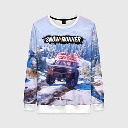 Свитшот женский SnowRunner Гонки по бездорожью, цвет: 3D-белый