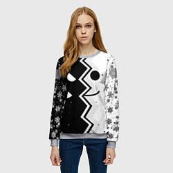 Свитшот женский НОВОГОДНИЙ GEOMETRY DASH SMILE 2022, цвет: 3D-меланж — фото 2