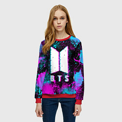 Свитшот женский НЕОНОВЫЙ БТС NEON BTS, цвет: 3D-красный — фото 2