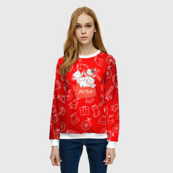 Свитшот женский Коты в новогоднем мешке, цвет: 3D-белый — фото 2