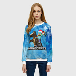 Свитшот женский НОВЫЙ ГОД В МАЙНКРАФТ, СНЕЖИНКИ, 2022, цвет: 3D-белый — фото 2