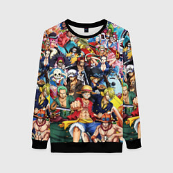 Свитшот женский ВСЕ ГЕРОИ АНИМЕ ВАН ПИС ALL HEROES ONE PIECE, цвет: 3D-черный