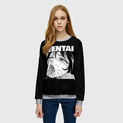 Свитшот женский HENTAI девочка ahegao, цвет: 3D-меланж — фото 2