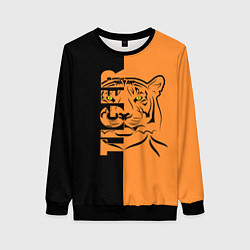 Свитшот женский Тигр - Tiger, цвет: 3D-черный