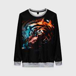 Свитшот женский Красивый Тигр лежит, цвет: 3D-меланж