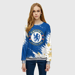 Свитшот женский НОВОГОДНИЙ ЧЕЛСИ, CHELSEA НОВЫЙ ГОД, цвет: 3D-меланж — фото 2